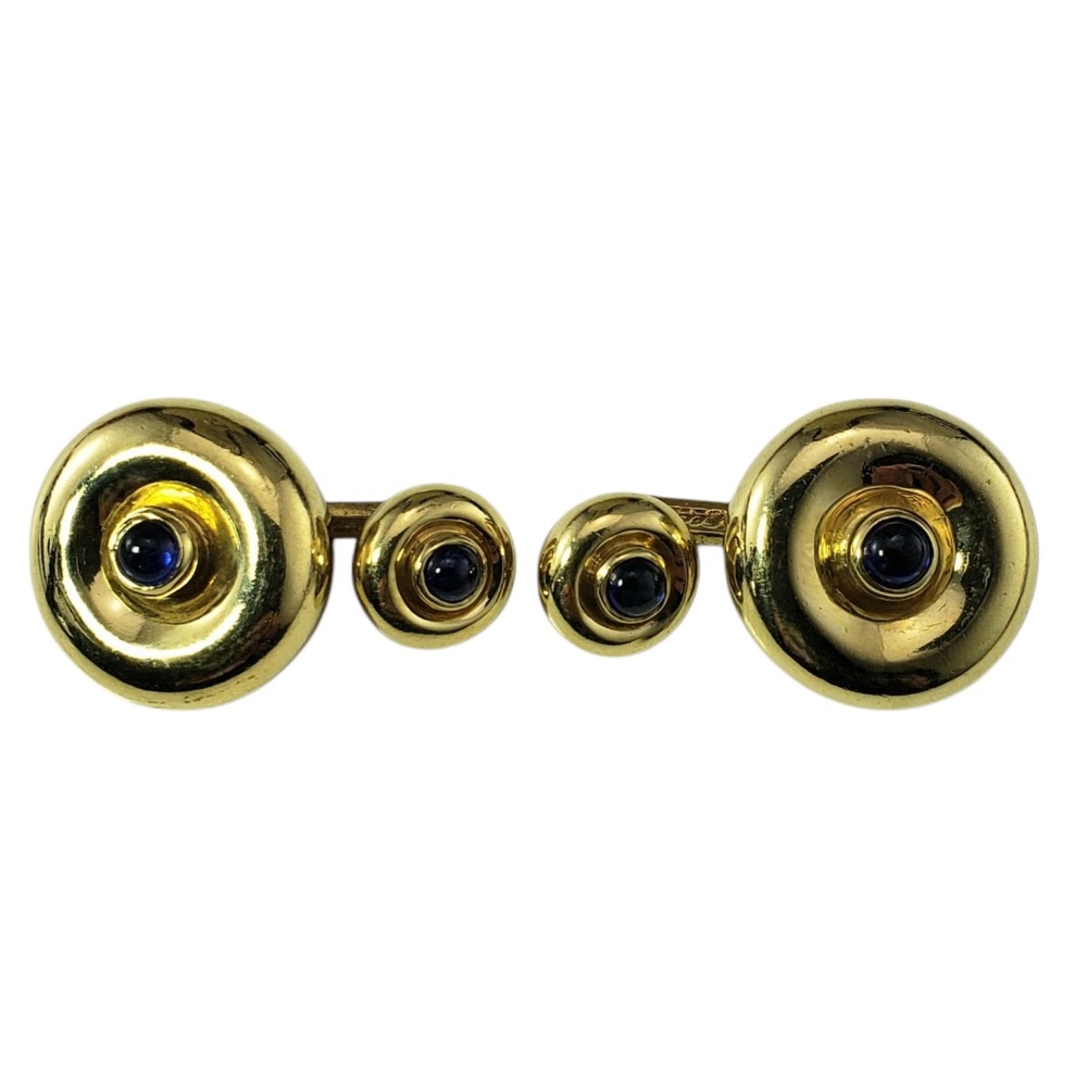 Cartier 18 Karat Yellow Gold and Cabochon Sapphire Cufflinks #21242